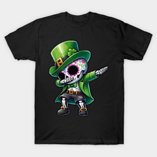 St Patrick's Day - Dabbing Dapper Leprechaun Skeleton T-Shirt